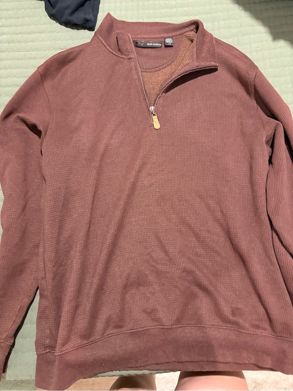 Greg Norman Collection Men's Zip-Neck Waffle Knit Sweater in Rosewood